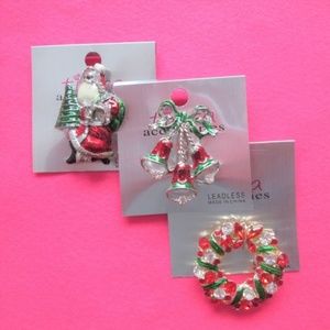 nwt ugly christmas jewelry santa wreath xmas pins